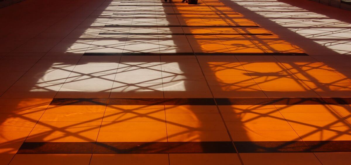 Orange shadow from train roof