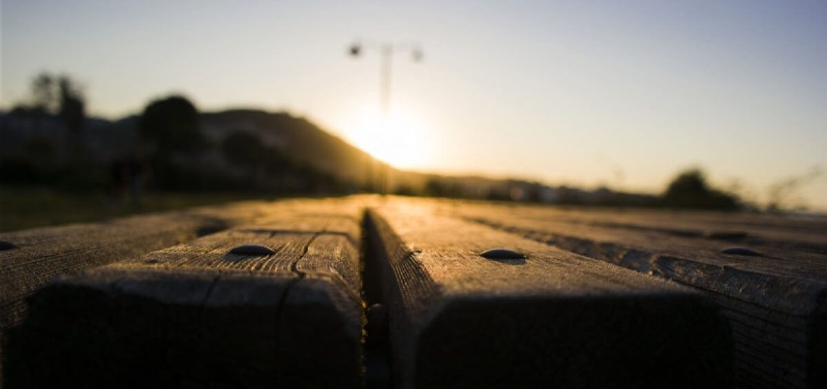 A closeup focus shot of outside flooring boards