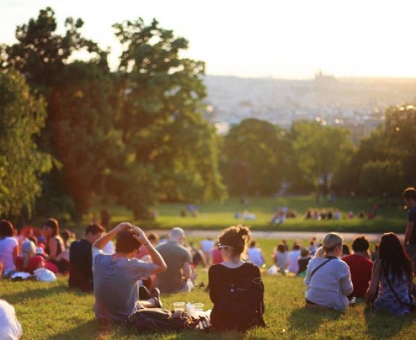 Group of people enjoying a concert at Perth park