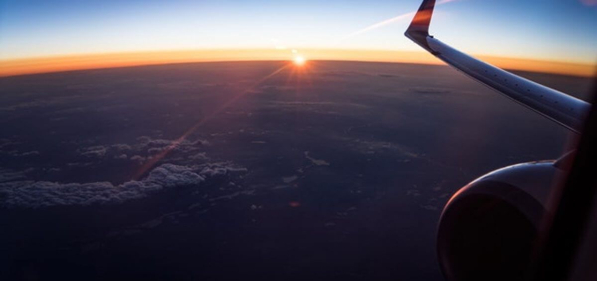 Aerial view of white clouds in sunset