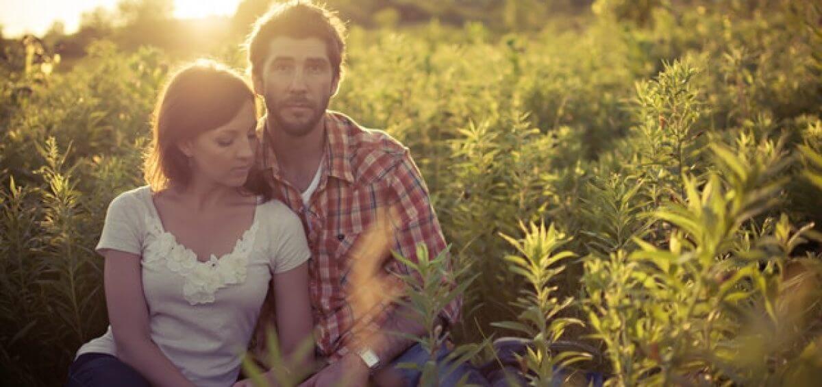 young couple in the fields