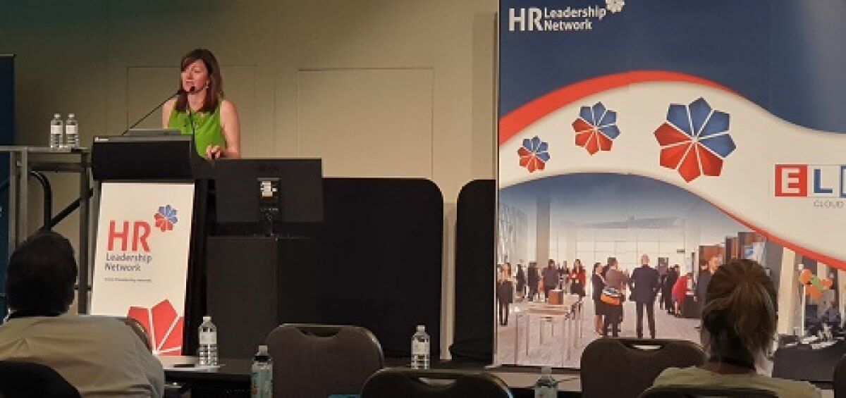 Sheila Woods from Interstaff providing a keynote at the WA HR Leadership Forum in 2018