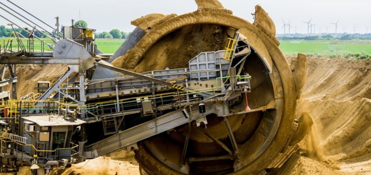 Brown coal bucket wheel excavator operating on regional mine site